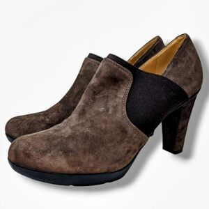 Geox | Inspiration Italian Chestnut Leather Suede Heeled Booties Women's 7.5